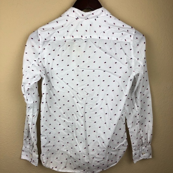 Gap Womens Button Up, White Small Polka Dot - Picture 6 of 8